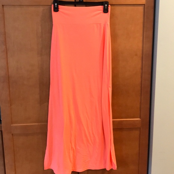 neon orange maxi dress